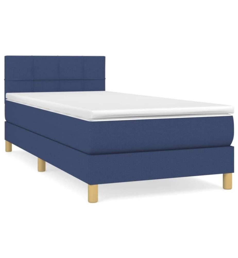 Boxspringbett mit Matratze Blau 100x200 cm Stoff