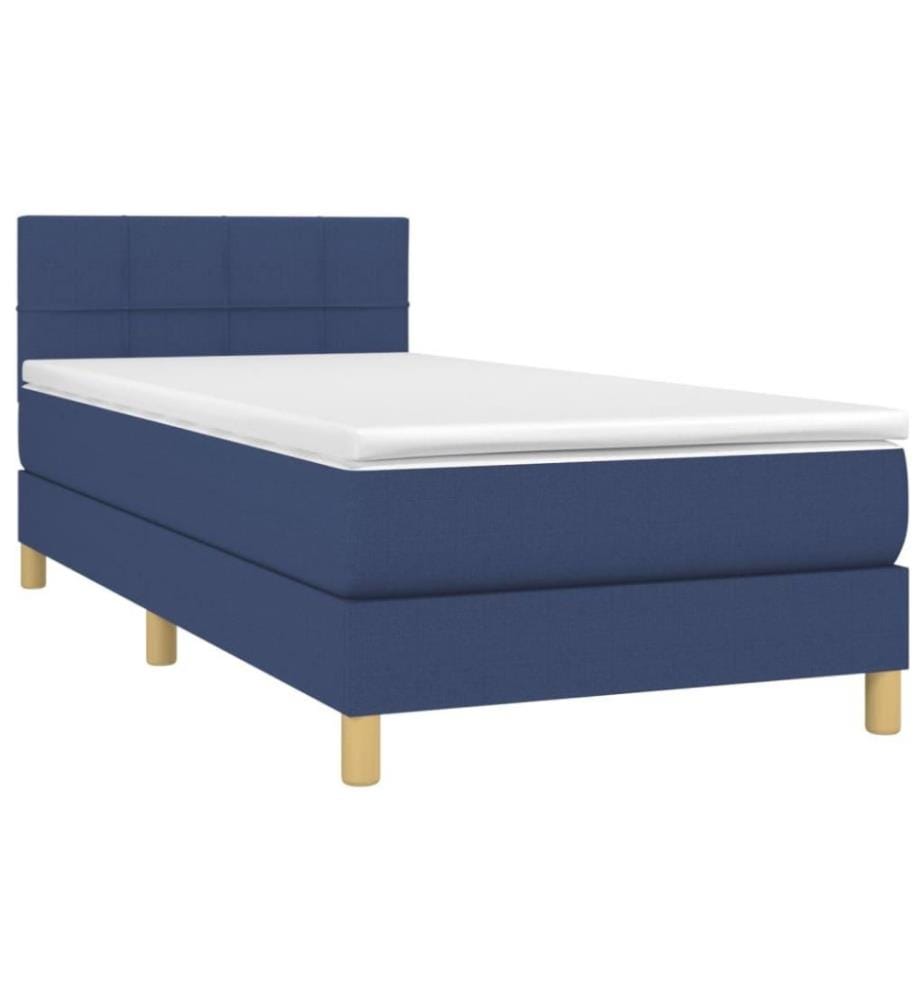 Boxspringbett mit Matratze Blau 100x200 cm Stoff
