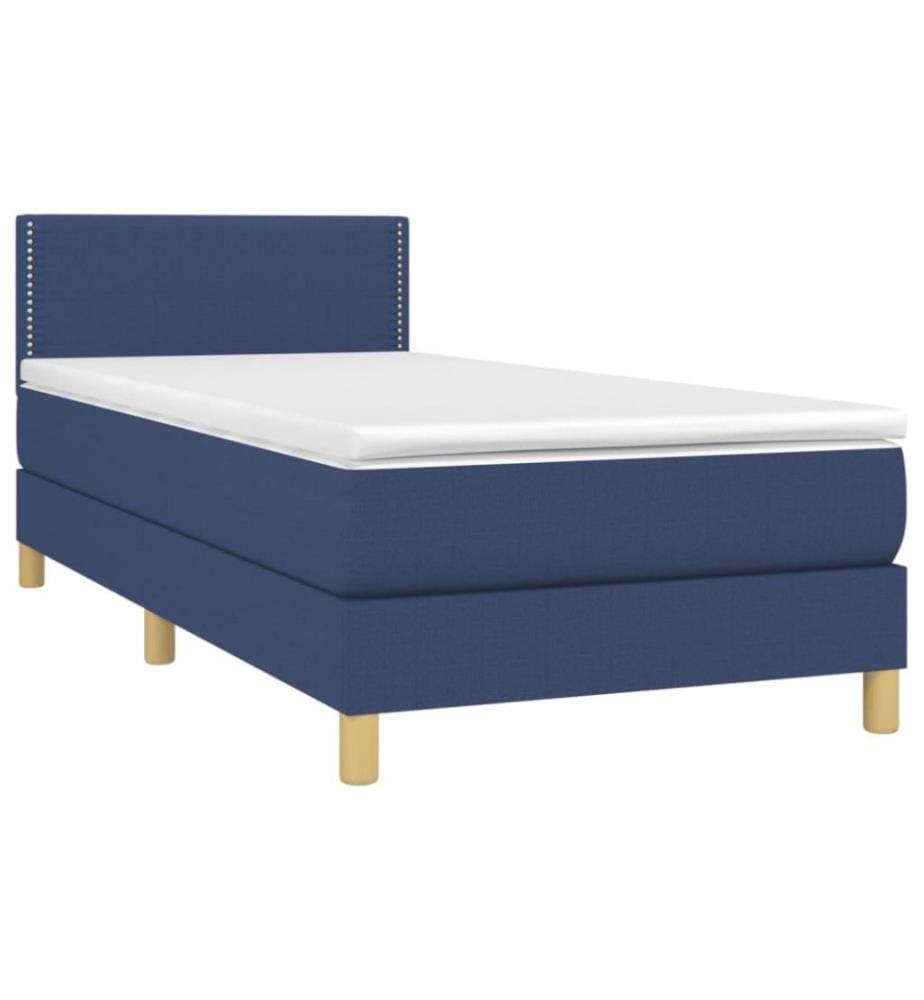Boxspringbett mit Matratze Blau 100x200 cm Stoff