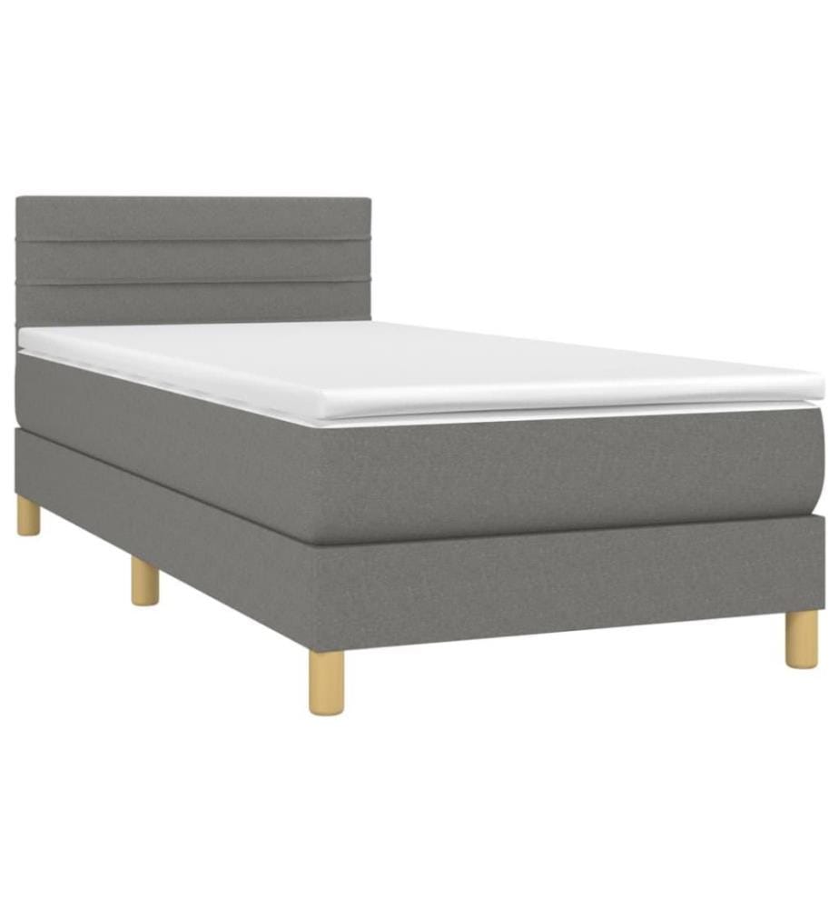Lit à sommier tapissier avec matelas Gris foncé 90x200 cm Tissu