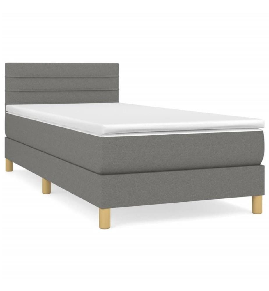 Boxspringbett mit Matratze Dunkelgrau 100x200 cm Stoff