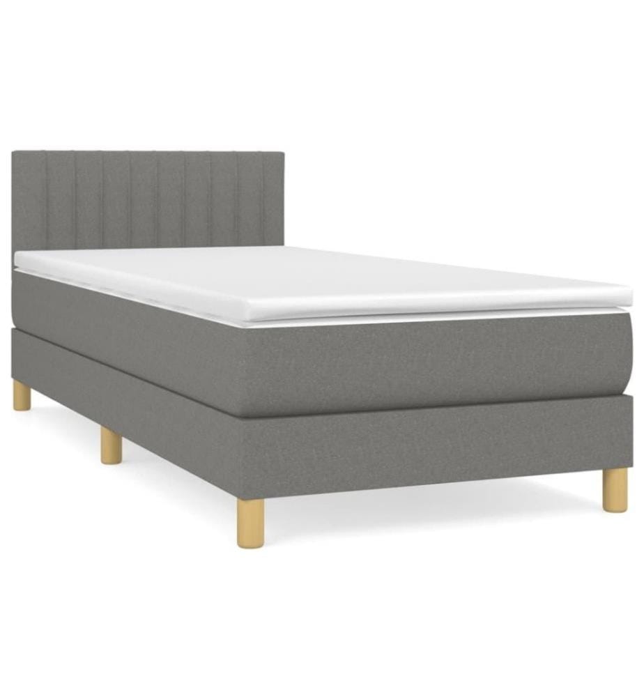Boxspringbett mit Matratze Dunkelgrau 100x200 cm Stoff