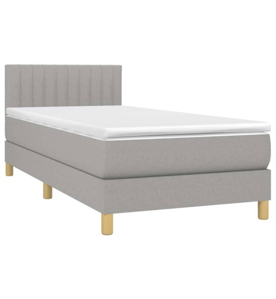 Boxspringbett mit Matratze Hellgrau 100x200 cm Stoff