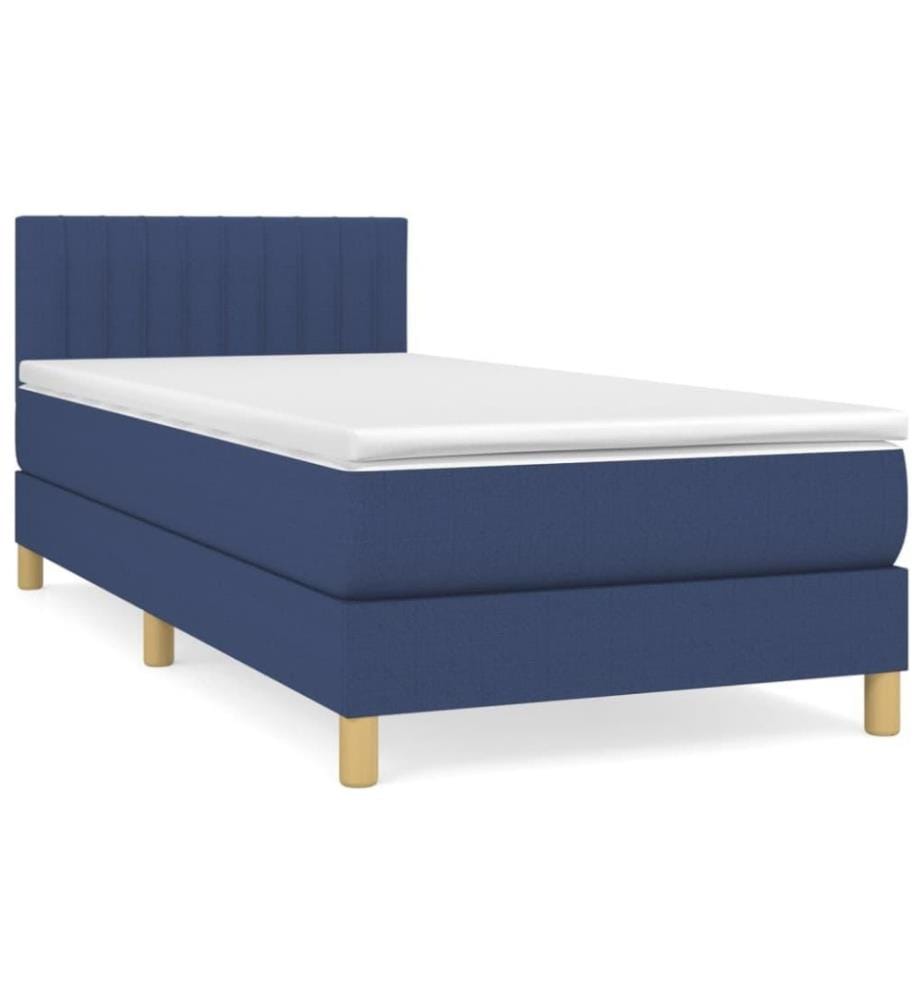 Lit à sommier tapissier avec matelas Bleu 90x200 cm Tissu