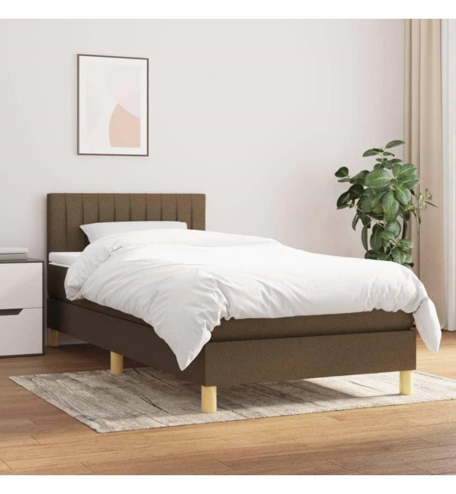 Boxspringbett mit Matratze Dunkelbraun 90x200 cm Stoff