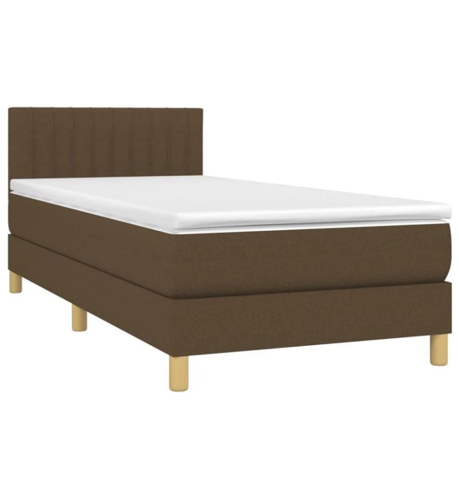 Lit à sommier tapissier avec matelas Marron foncé 90x200 cm