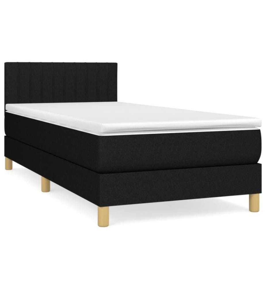 Boxspringbett mit Matratze Schwarz 100x200 cm Stoff