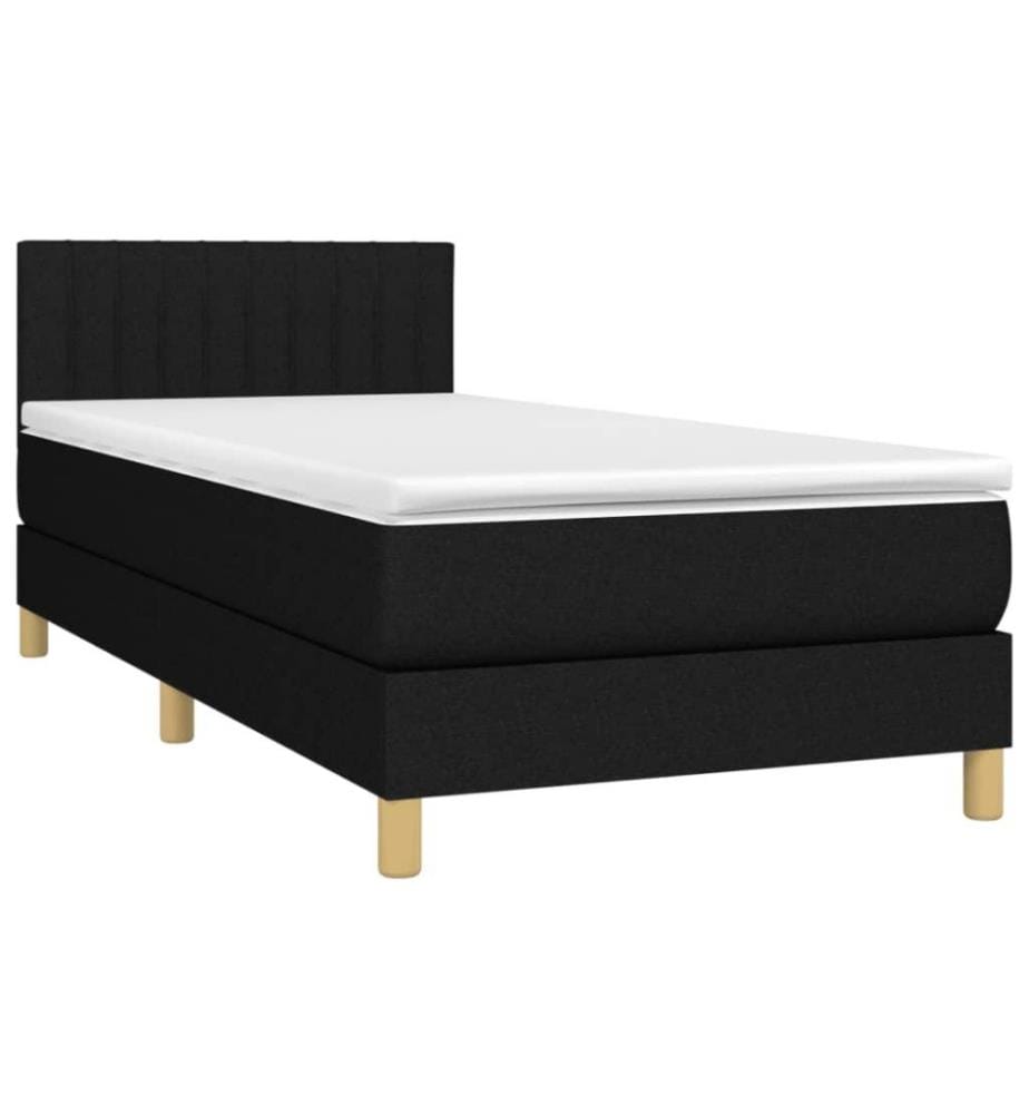 Boxspringbett mit Matratze Schwarz 100x200 cm Stoff