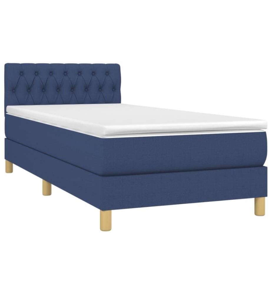 Lit à sommier tapissier avec matelas Bleu 90x200 cm Tissu