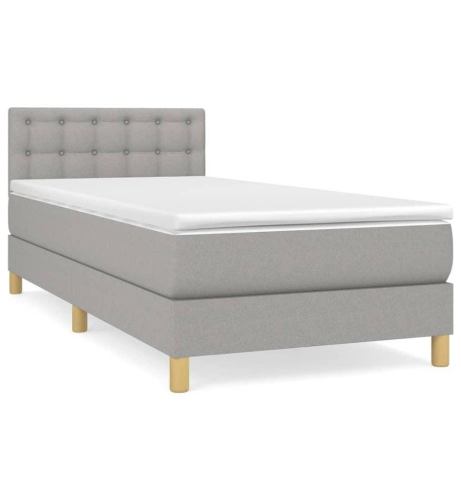 Boxspringbett mit Matratze Hellgrau 100x200 cm Stoff