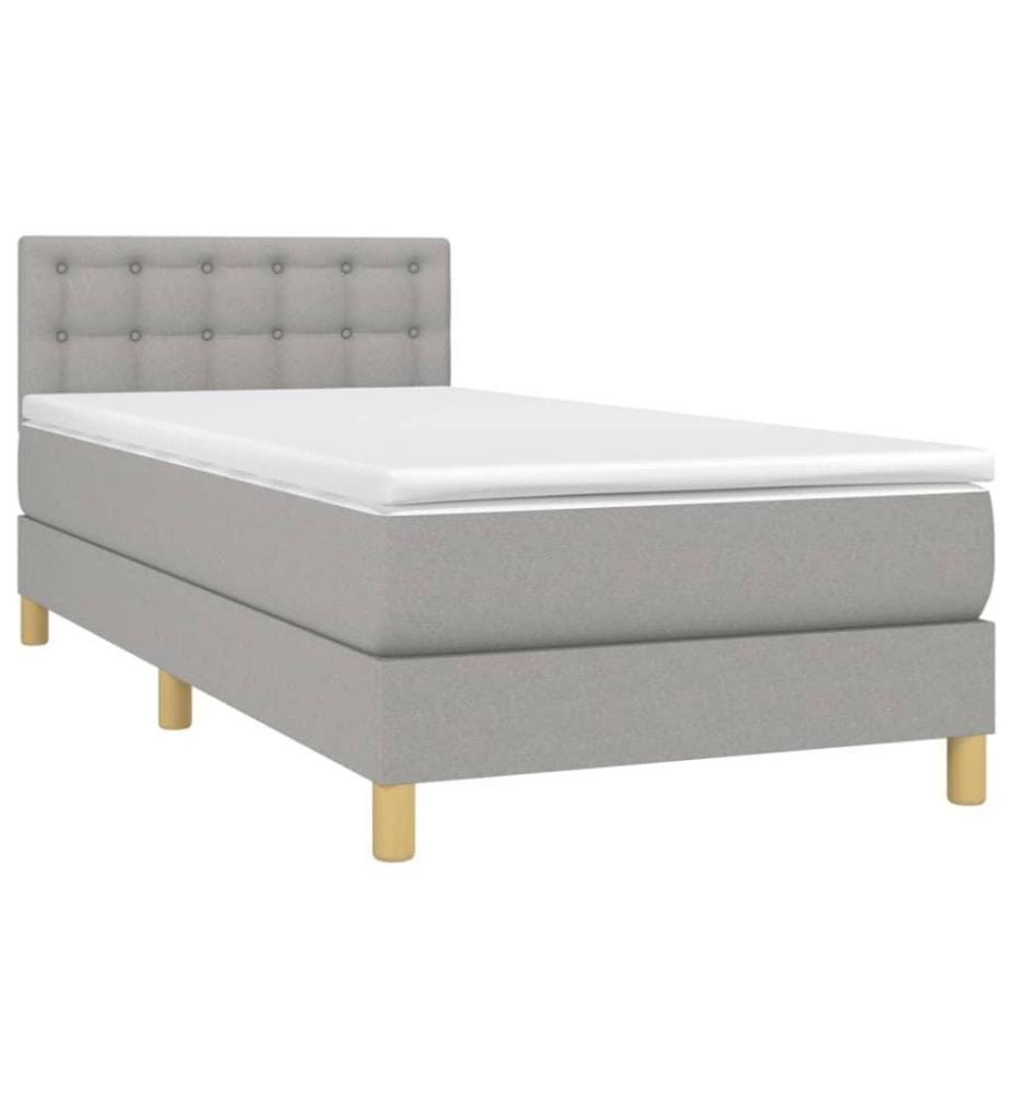Boxspringbett mit Matratze Hellgrau 100x200 cm Stoff