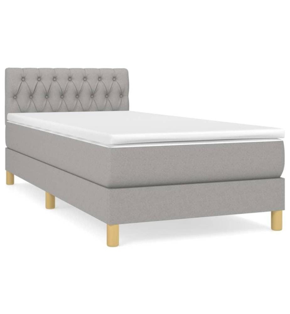 Lit à sommier tapissier avec matelas Gris clair 90x200 cm Tissu