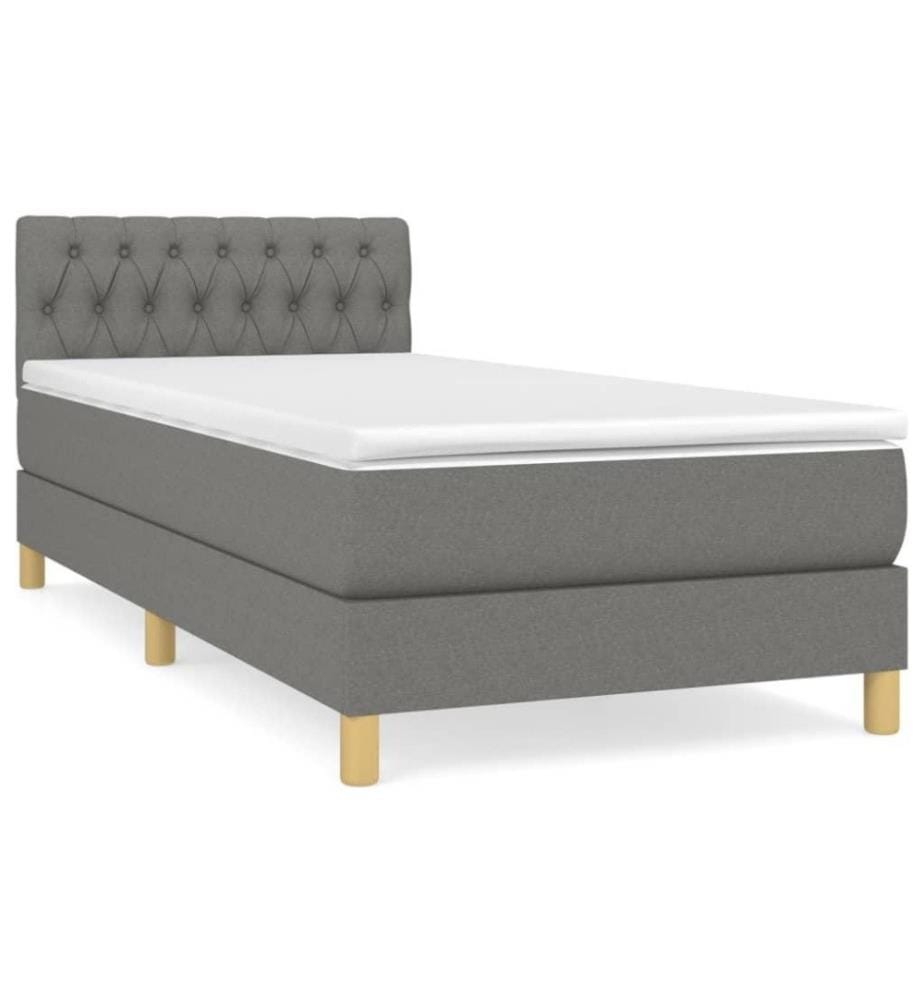 Boxspringbett mit Matratze Dunkelgrau 80x200 cm Stoff