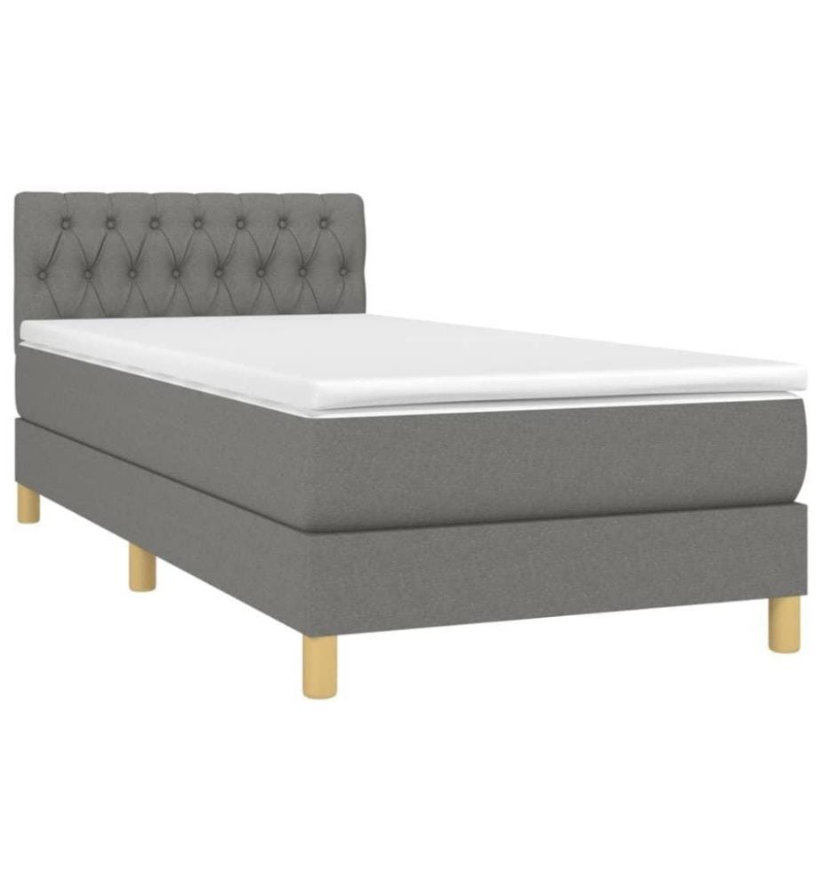 Boxspringbett mit Matratze Dunkelgrau 80x200 cm Stoff