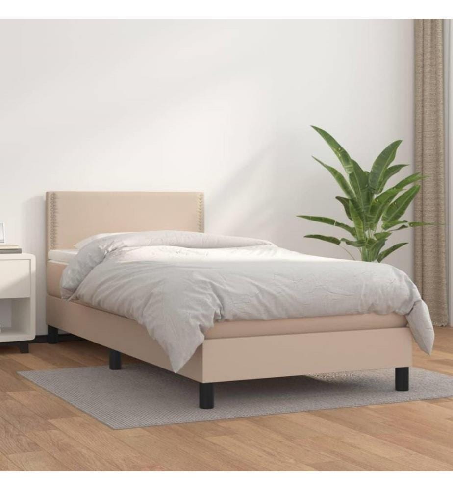 Lit à sommier tapissier avec matelas Cappuccino 90x200 cm