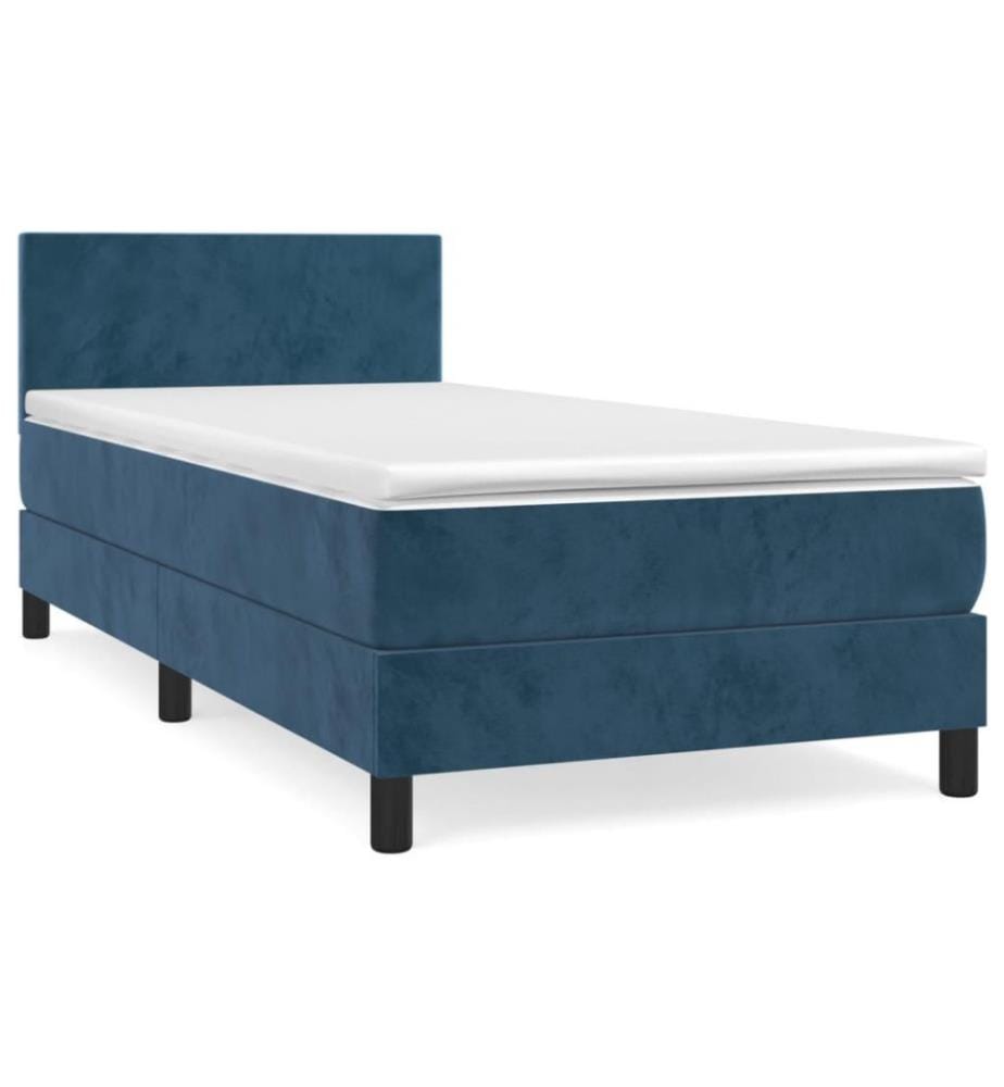 Lit à sommier tapissier avec matelas Bleu foncé 90x200 cm