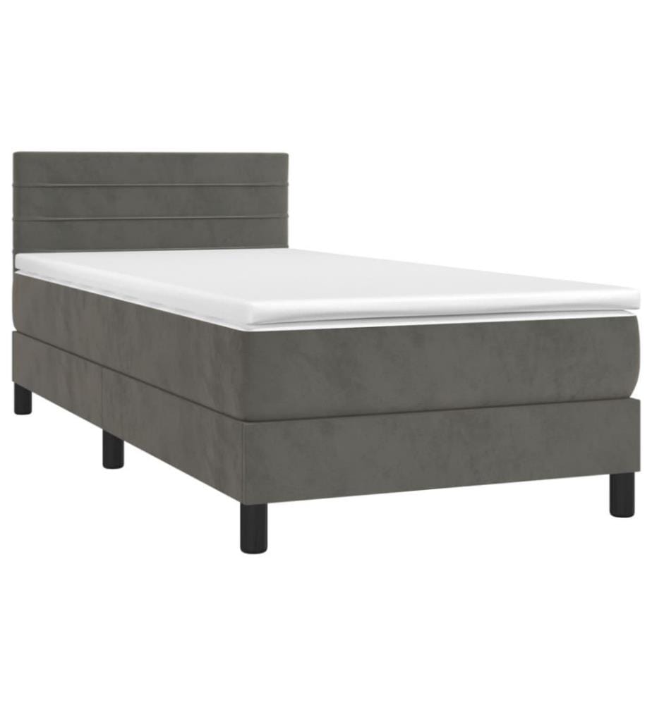 Boxspringbett mit Matratze Dunkelgrau 100x200 cm Samt