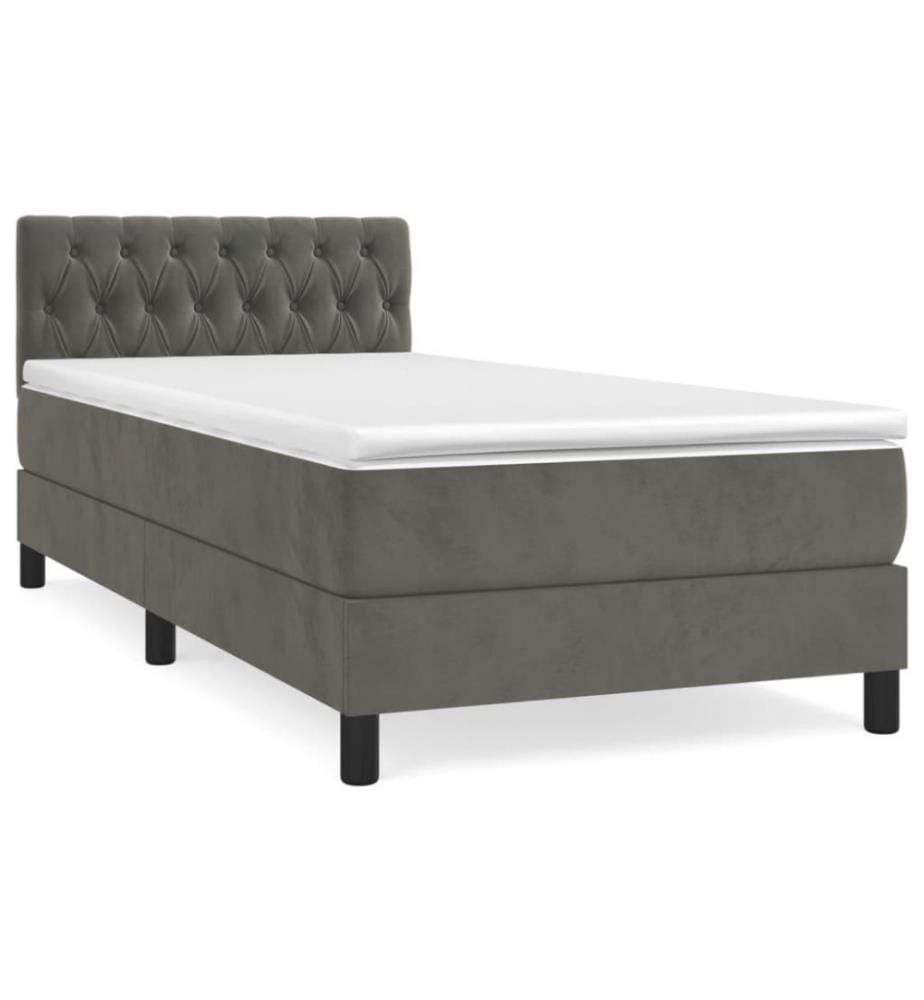 Boxspringbett mit Matratze Dunkelgrau 100x200 cm Samt