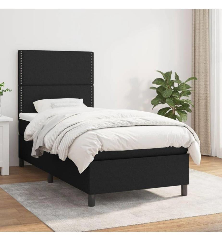 Boxspringbett mit Matratze Schwarz 90x200 cm Stoff