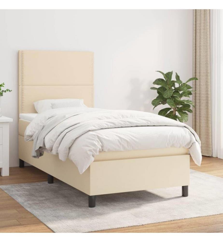 Boxspringbett mit Matratze Creme 100x200 cm Stoff