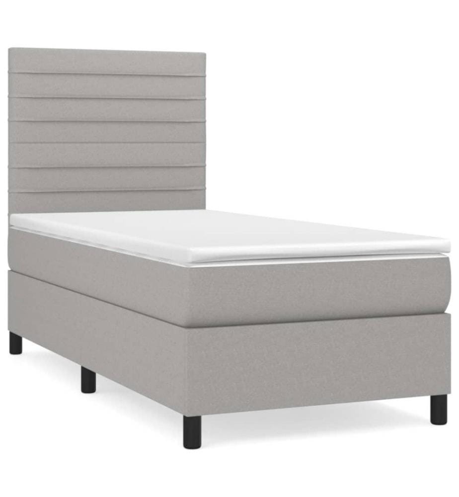 Boxspringbett mit Matratze Hellgrau 100x200 cm Stoff