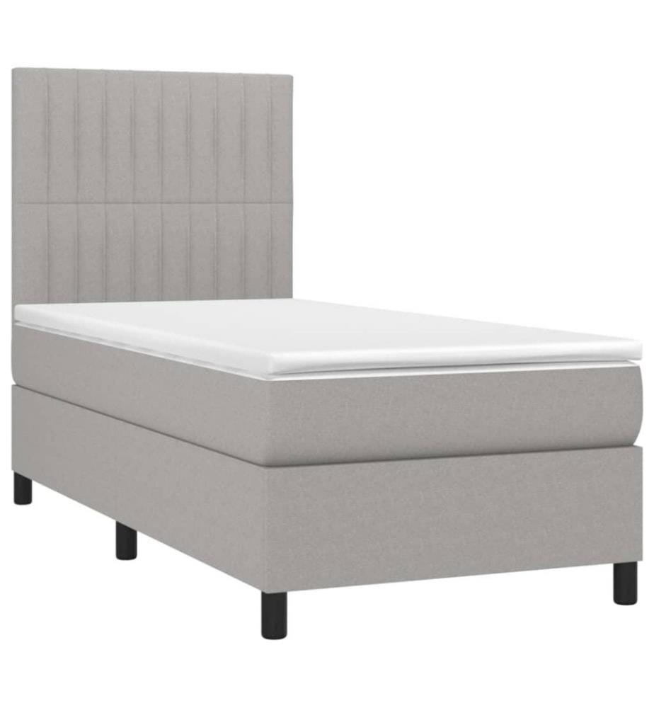 Boxspringbett mit Matratze Hellgrau 100x200 cm Stoff