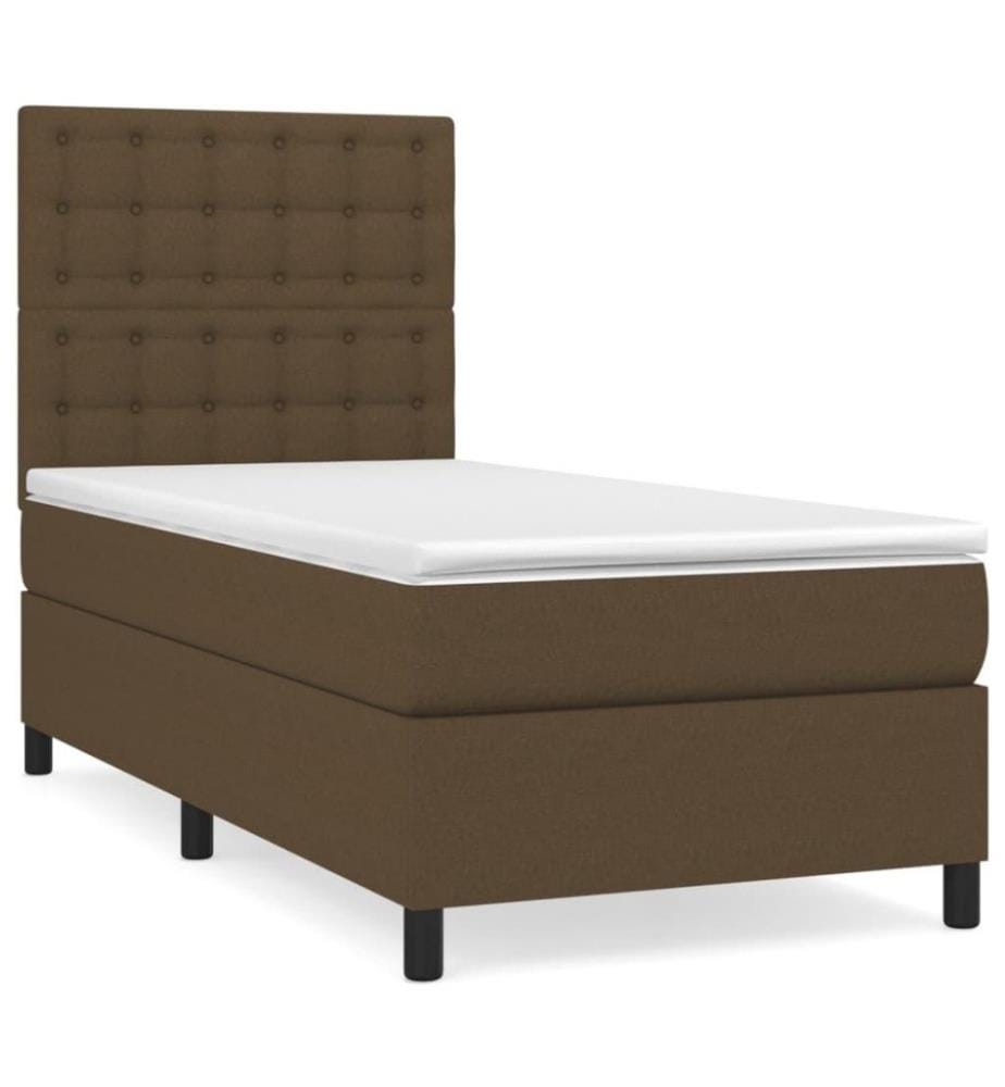 Lit à sommier tapissier avec matelas Marron foncé 90x200 cm
