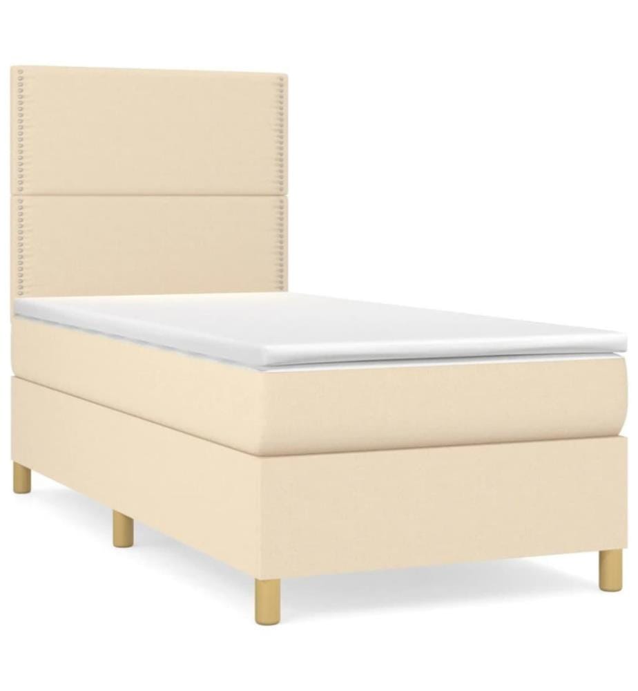 Boxspringbett mit Matratze Creme 100x200 cm Stoff
