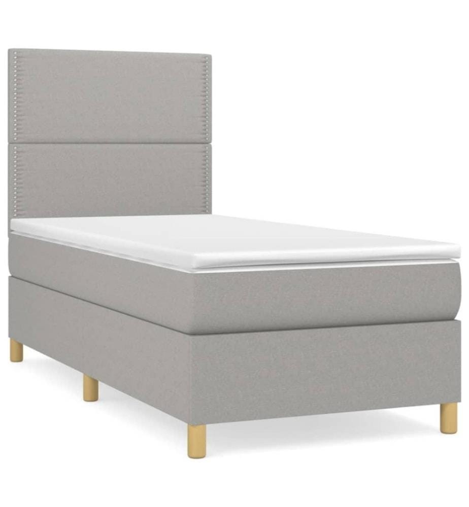 Lit à sommier tapissier avec matelas Gris clair 90x200 cm Tissu