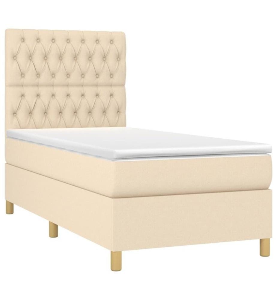 Boxspringbett mit Matratze Creme 100x200 cm Stoff