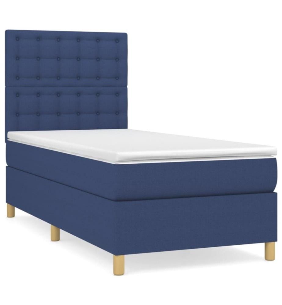Boxspringbett mit Matratze Blau 100x200 cm Stoff