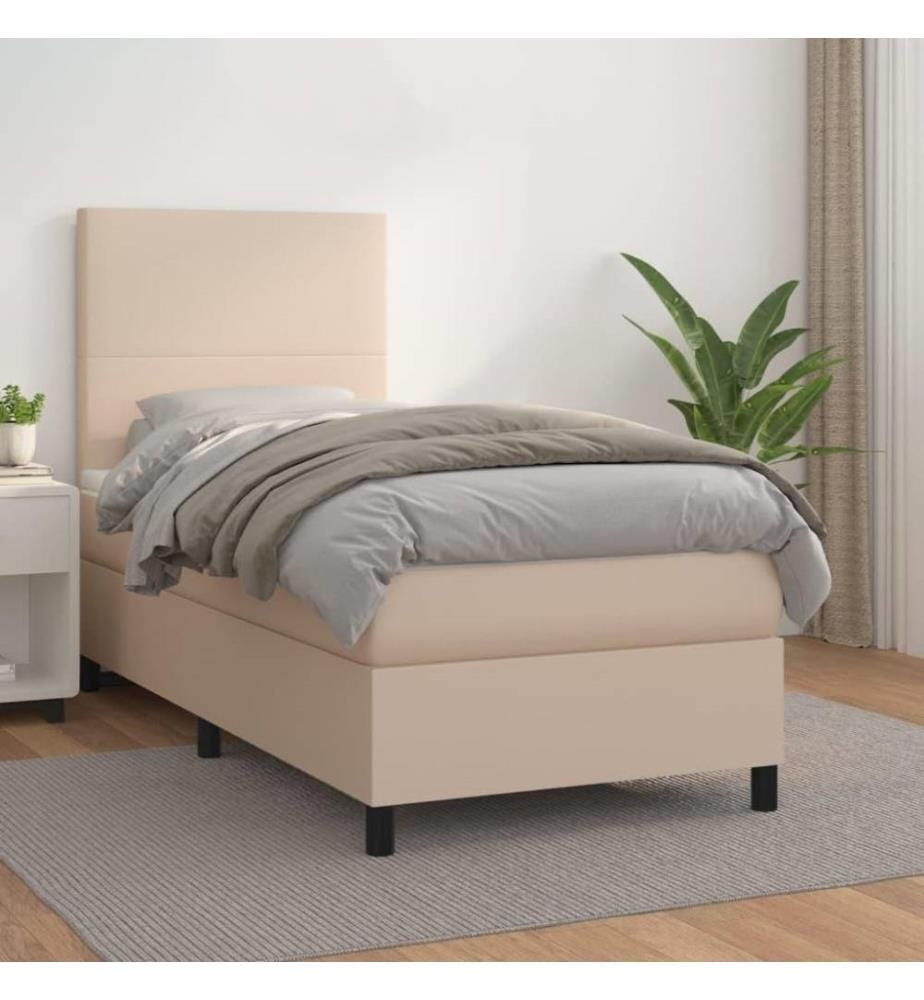 Boxspringbett Matratze Cappuccino-Braun 100x200cm Kunstleder