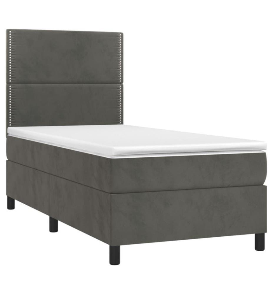 Boxspringbett mit Matratze Dunkelgrau 100x200 cm Samt