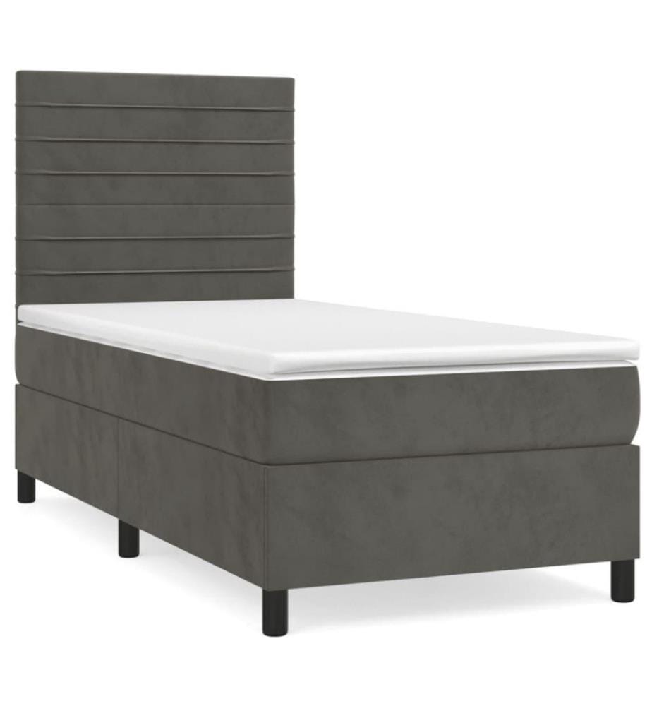 Boxspringbett mit Matratze Dunkelgrau 100x200 cm Samt