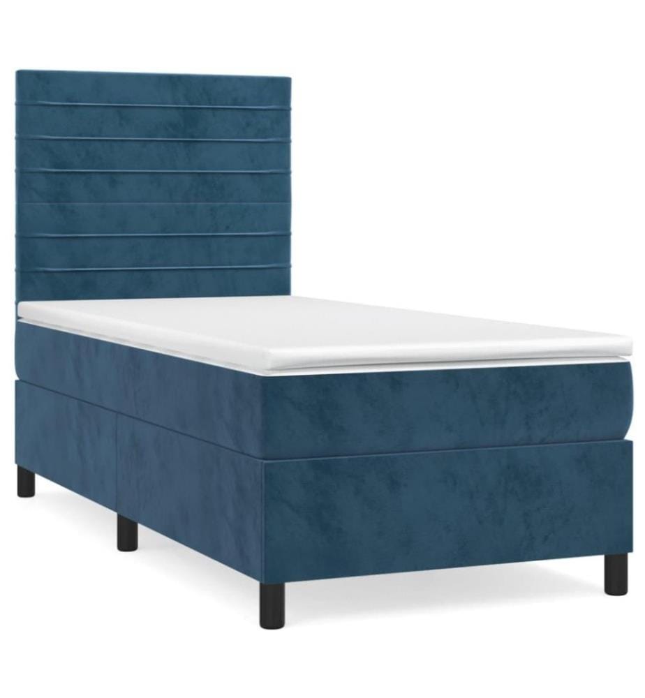 Boxspringbett mit Matratze Dunkelblau 100x200 cm Samt