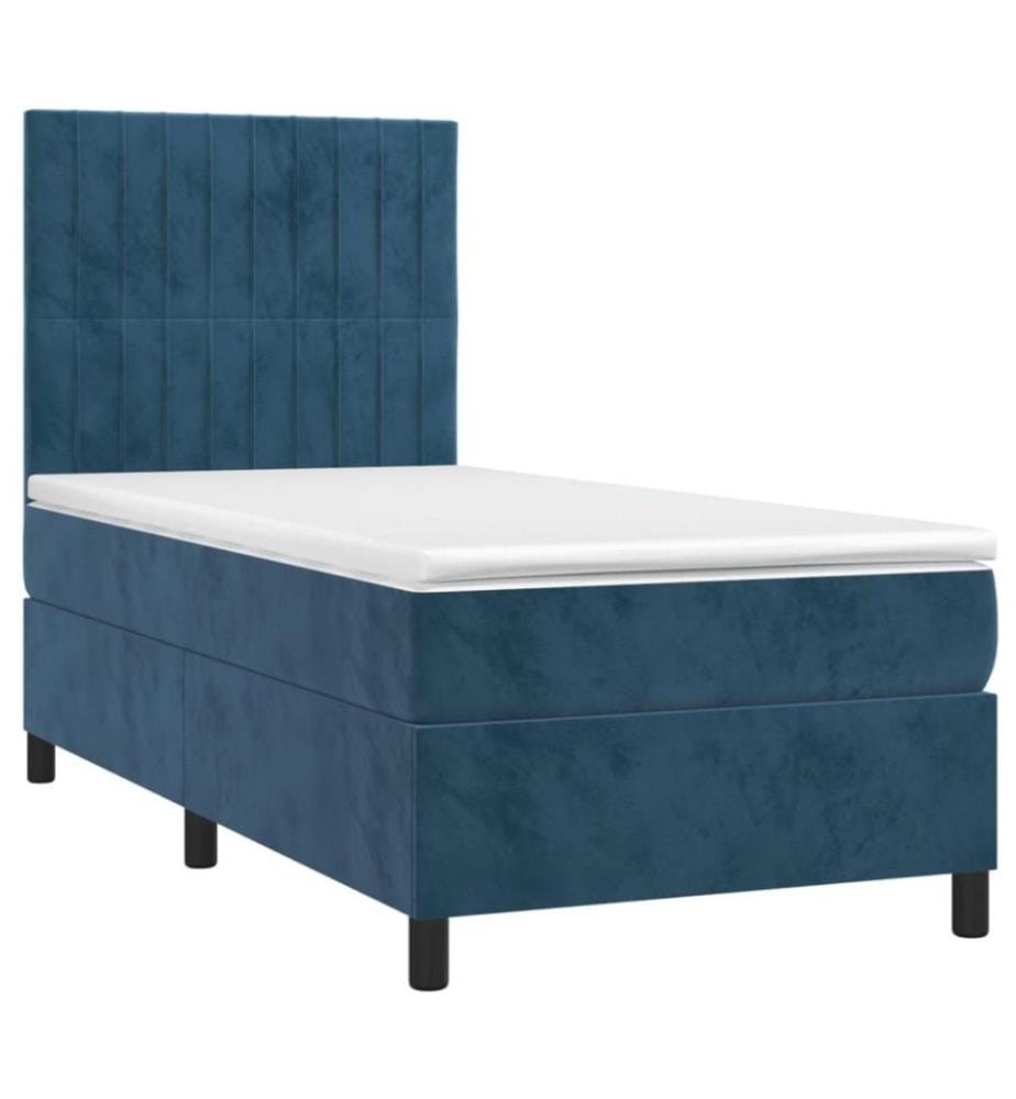 Boxspringbett mit Matratze Dunkelblau 100x200 cm Samt