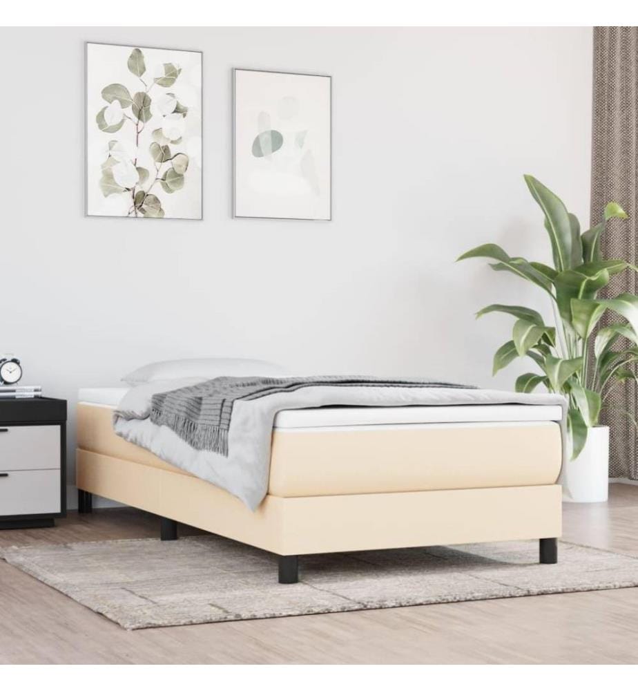 Lit à sommier tapissier avec matelas Crème 90x200 cm Tissu