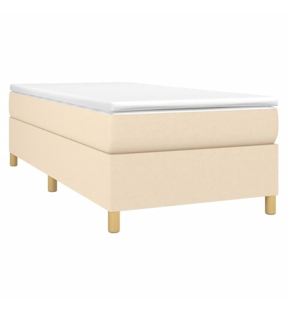 Lit à sommier tapissier avec matelas Crème 90x200 cm Tissu
