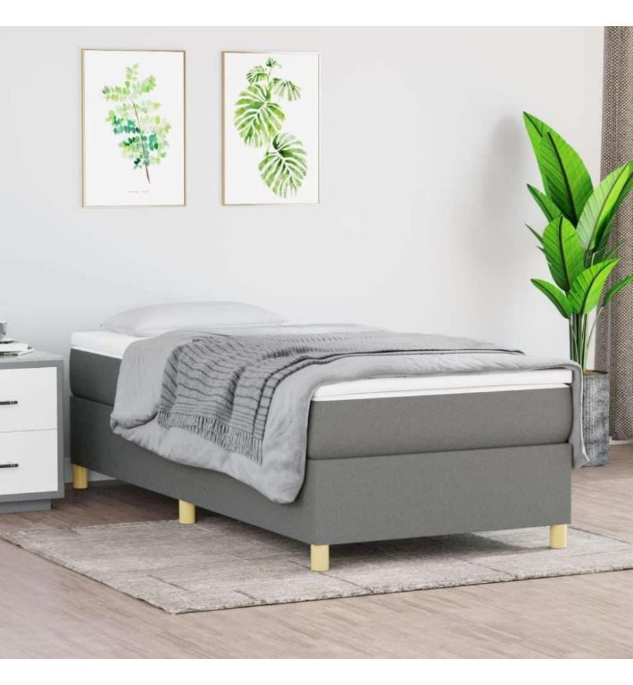 Boxspringbett mit Matratze Dunkelgrau 100x200 cm Stoff