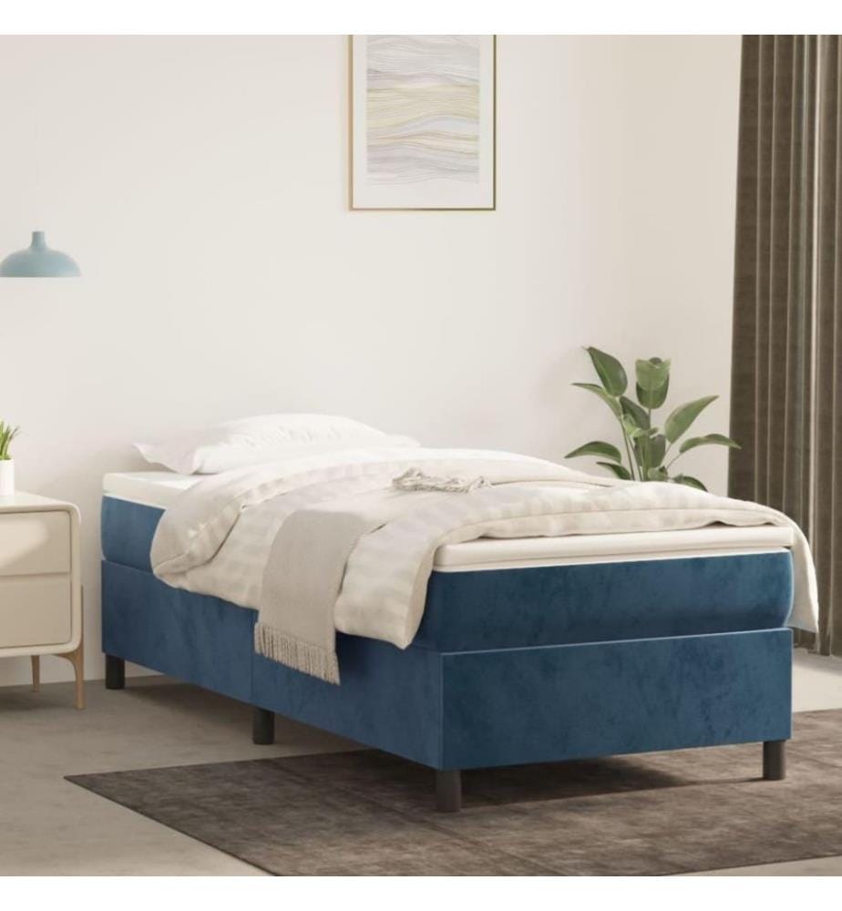 Lit à sommier tapissier avec matelas Bleu foncé 90x190 cm