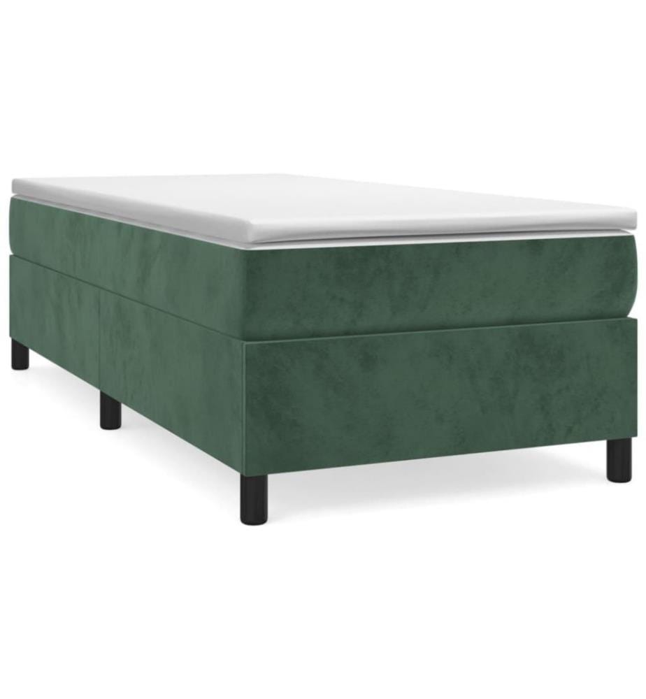 Lit à sommier tapissier avec matelas Vert foncé 90x200 cm