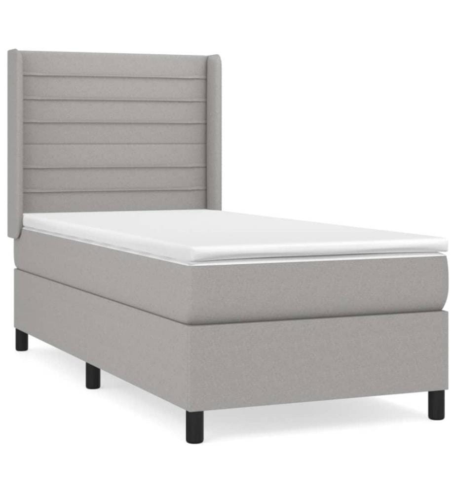 Boxspringbett mit Matratze Hellgrau 100x200 cm Stoff
