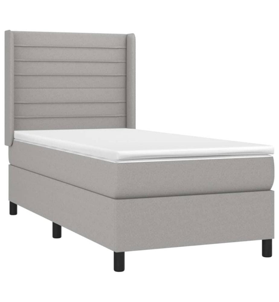 Boxspringbett mit Matratze & LED Hellgrau 100x200 cm Stoff