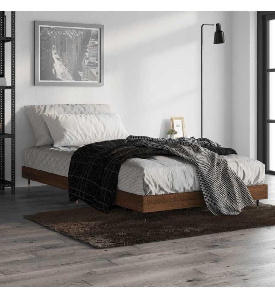 Cadre de lit chêne marron 100x200 cm bois d'ingénierie