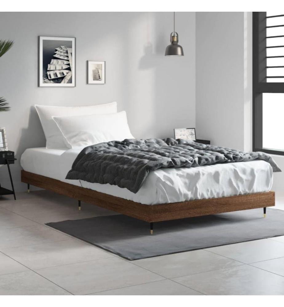 Cadre de lit chêne marron 90x200 cm bois d'ingénierie