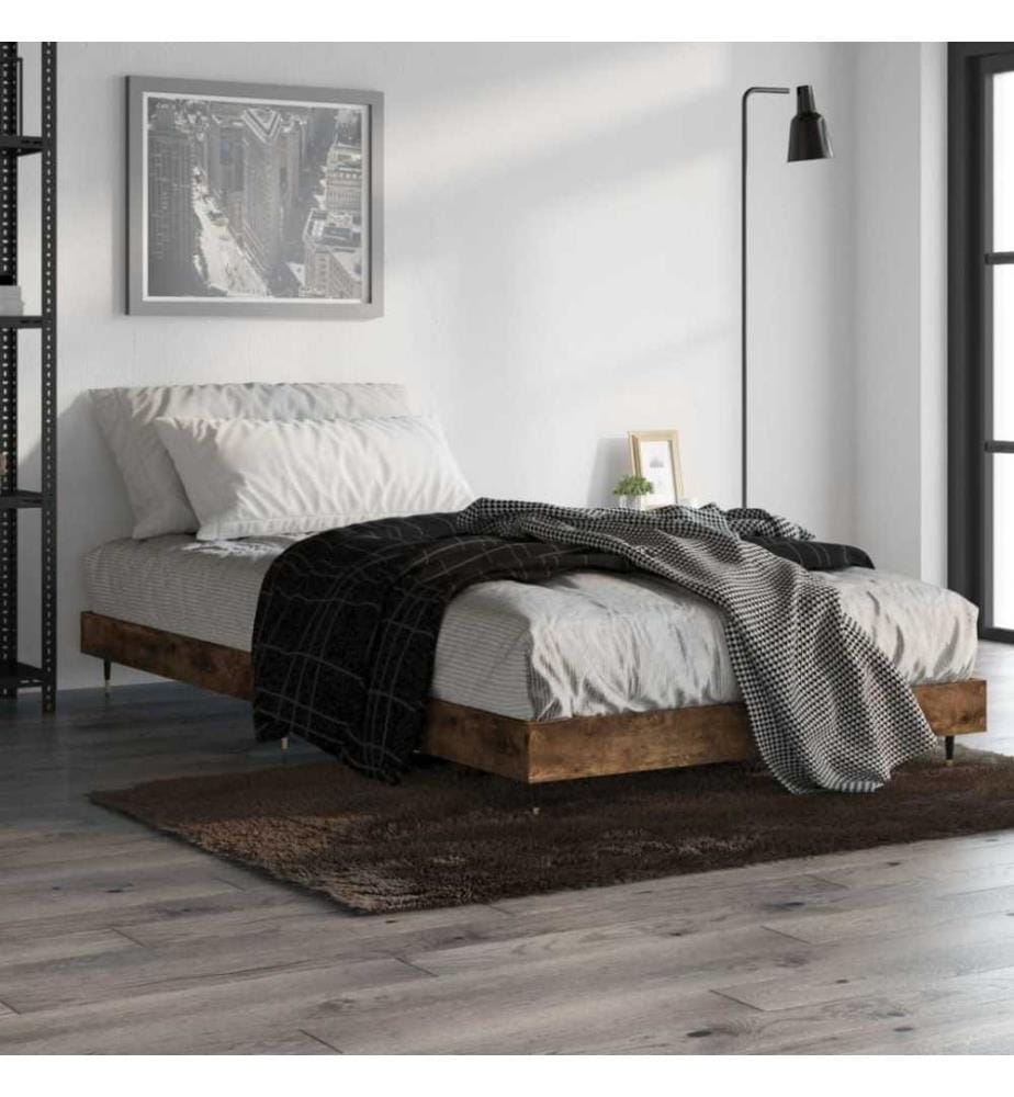 Cadre de lit chêne fumé 90x200 cm bois d'ingénierie