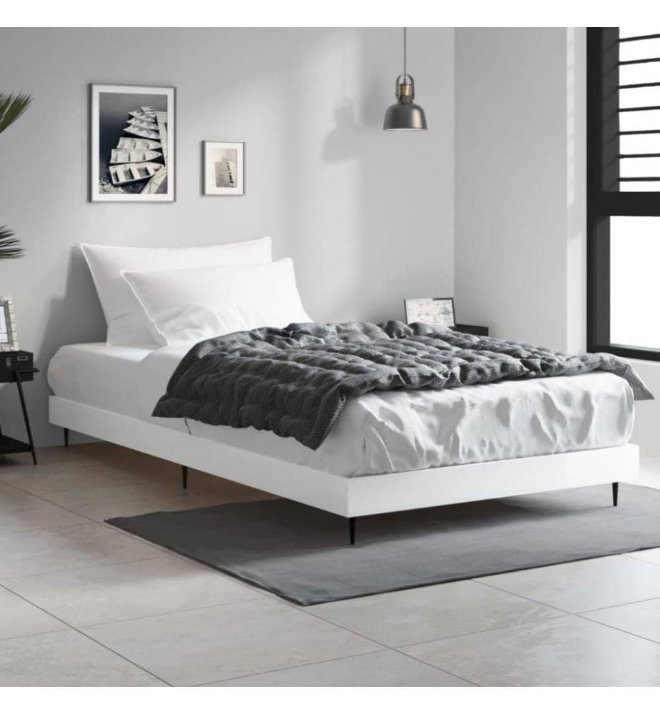 Bettgestell Hochglanz-Weiss 90x200 cm Holzwerkstoff