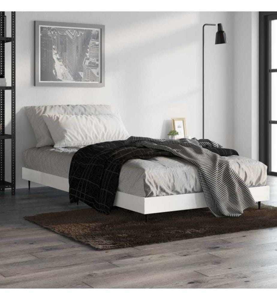 Bettgestell Hochglanz-Weiss 90x200 cm Holzwerkstoff