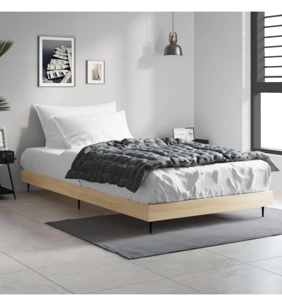 Cadre de lit chêne sonoma 90x200 cm bois d'ingénierie