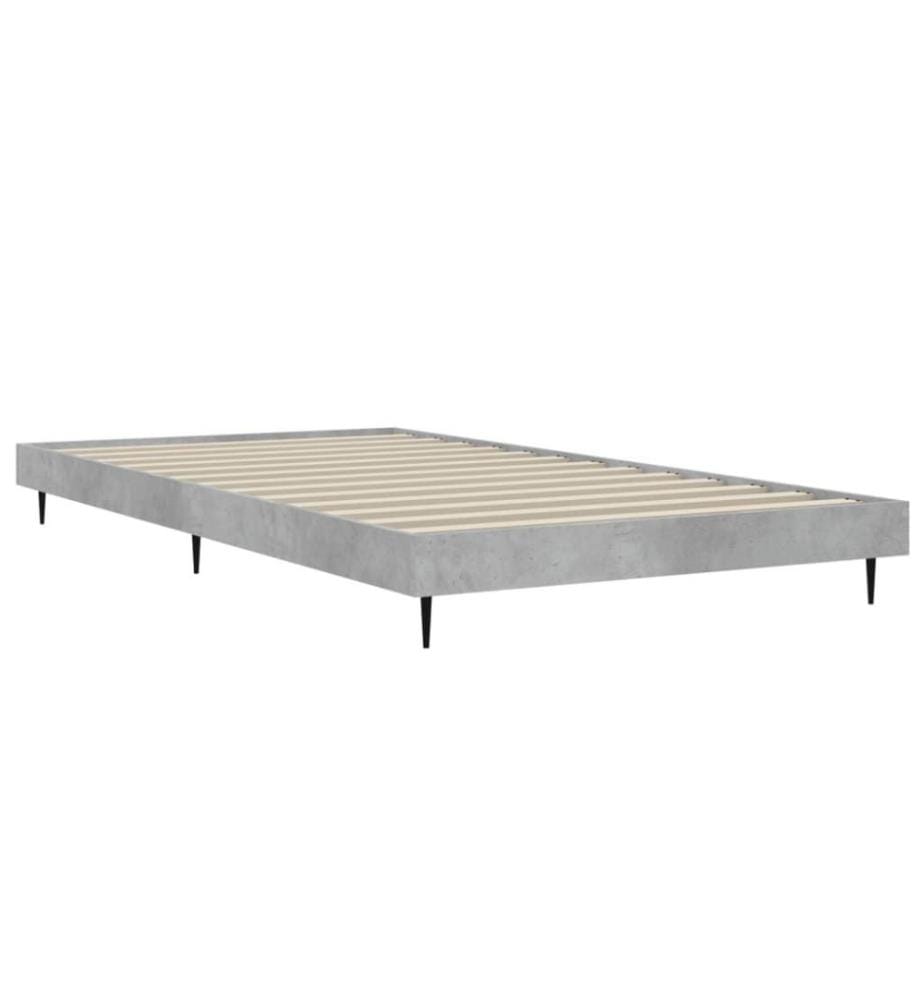 Cadre de lit gris béton 90x200 cm bois d'ingénierie